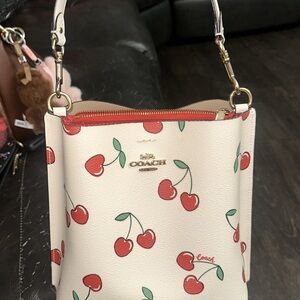 Coach Cherry Mollie bucket bag used 2 times comes with long strap